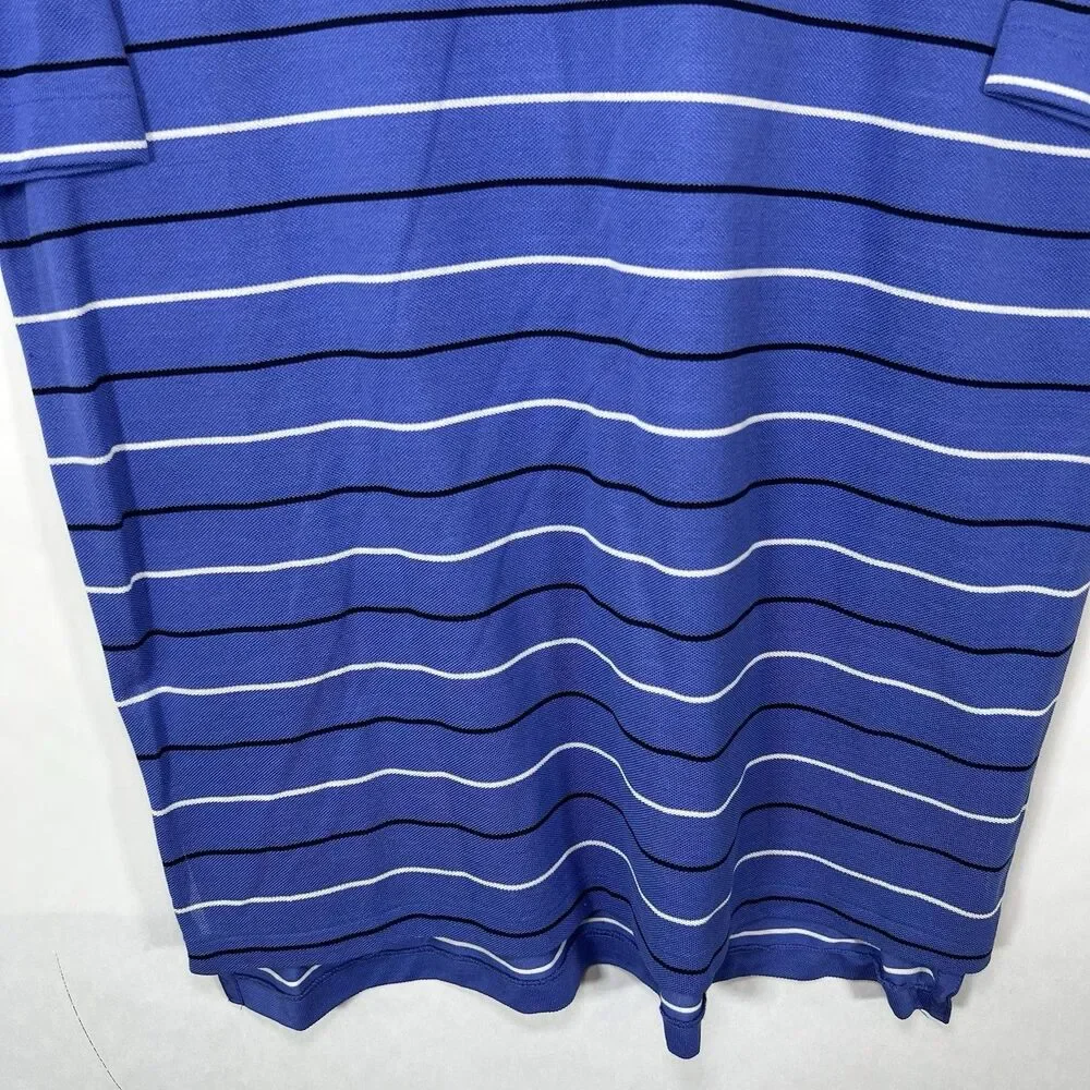 Polo Ralph Lauren Golf Fit Polo Shirt Mens Size Medium Blue Striped Navy Pony